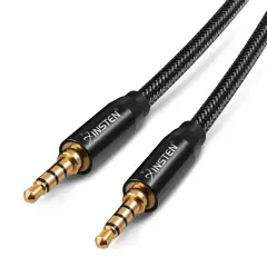 3.5mm Audio Cable, Male to Male, TRRS Stereo with Microphone, Nylon Braided Jacket (10 Feet, Black)
