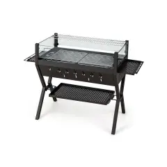 Outdoor Charcoal Grill &ndash; BBQ, Stove & Fire Pit, Stainless Steel Grates, Wind Guard, Ample Grilling Space & Storage Racks