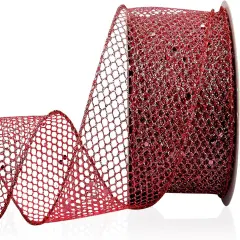 Orange Glitter Mesh Ribbon for Gift Wrapping Bow Making White Web Mesh Wired Mesh Ribbon