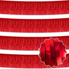 4 Pack 10 Ft Red Foil Fringe Garland, Party Decorations