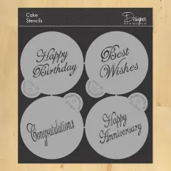 Script Celebration Cookie Stencil Set | C568 by Designer Stencils | Cookie Decorating Tools |