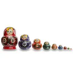 Set of 9 Rainbow Wooden Nesting Dolls4.75 Inches