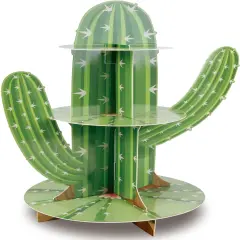 3 Tier Cactus Cupcake Stand, Green Cactus Shape Cupcake Holder for Mexican Fiesta Party Supplies, Taco Party Decorations, Cinco De Mayo Party Favors