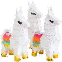 3 Pack Mini Llama Pinata for Birthday Party, Fiesta, Cinco de Mayo Decorations (4.9 x 2.1 x 10.2 Inches)