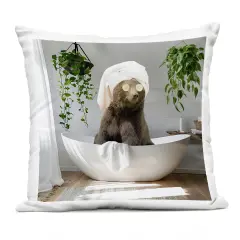 Stupell Industries Bear in Refreshing Spa Bath Outdoor Printed Pillow design by CAD Designs, 18 x 7 x 18