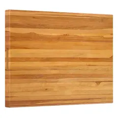Teak Wood Cutting Board Extra Large Edge Grain Butcher Block with Handles, Reversible Design, Pre-Treated