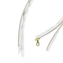 White 6MM One-Way Separating Open Bottom with KTA Pull, Black/Gold Teeth to 27.5"