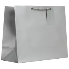 Pack/6: Matte Metallic Silver Gift Bag - 12-1/2 x 5 x 10"