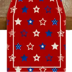 Star Stripe 4th of July Table Runner,Patriotic Memorial Day Kitchen Dining Table Decoration for Home Party Decor 13x72 Inch Red White and Blue
