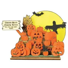 Old World Christmas 4.0 Inch Haunted Pumpkins Gb106 Halloween Halloween Village , Lightweight Halloween Decor Ginger Cottages Halloween Orange