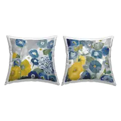 Stupell Industries Blue Yellow Morning Glory Flowers 2pc Indoor Pillow Set, 18 x 7 x 18