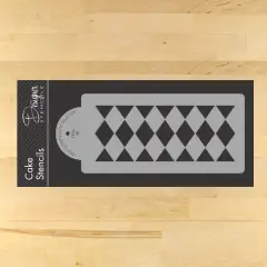 Large Harlequin Cake Stencil Side | C556 by Designer Stencils | Cake Decorating Tools | Baking Stencils for Royal Icing, Airbrush, Dusting Powder | Reusable Plastic Food Grade Stencil for Cakes | Easy to Use & Clean Cake Stencil