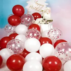 68PCS Red White Confetti Balloons Latex Helium Balloon