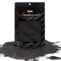 Jewelescent Mica Pearl Pigment Powder, Midnight Black 3.5 oz (100g) Pouch - Cosmetic Grade, Epoxy Resin Color Pigment, Mica Powder for Resin, Soap, Slime, Candle Dye, Art, Crafts
