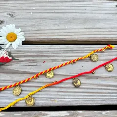 2 CT Golden Pendent Rakhi, Rakhi for Brother, Rakhi for Sister, Rakhi Card, Rakhi Bracelet, Rakhi Gift, Raksha Bandhan, Handmade Rakhi Gifts