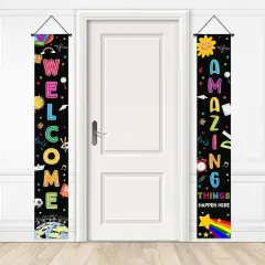 Welcome Back to School Porch Sign Banner Decorations(Black1)