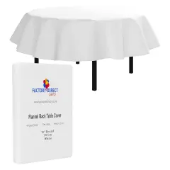 Exquisite Vinyl Tablecloth &ndash; 70" Round &ndash; Pack of 1 &ndash; Round Plastic Table Cover with Flannel Backing &ndash; Reusable & Waterproof Tablecloth for Parties and Events White