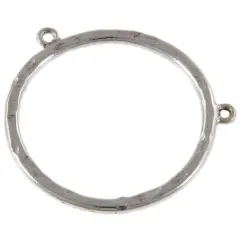JewelrySupply Textured 33mm Round Hoop Connector w/2 Rings Antique Silver (Package of 2)