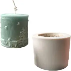 3D Cylinder Christmas Candle Molds,Silicone Soap Mold(Random Mold Color)