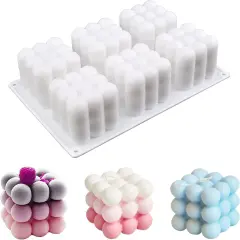 3D Bubble Candle Molds - 6 Cavity Bubble Cube Silicone Mold