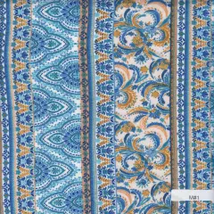 1 Yard Boho Print DTY Brushed Knit Fabric Soft Stretch Polyester Spandex 58 Inch Wide AQUA