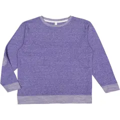 LAT&reg; Harborside Melange French Terry Crewneck with Elbow Patches PURPLE MELANGE