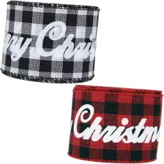 2 Rolls Christmas Ribbon Gingham Wrapping Ribbon Christmas Ribbon for Crafts