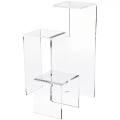 Plymor Clear Acrylic 3-Level Stair-Stepped Display Riser, 12.125" H x 8.25" W x 8.25" D