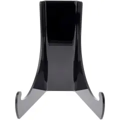 Plymor Black Acrylic Flat Back Easel with Deep Support Ledges, 7.5" H x 6.375" W x 6.25" D