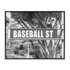 Stupell Industries Baseball Street Sign Framed Giclee Wall Art Design by Daphne Polselli