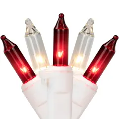 Northlight Mini Incandescent Christmas Lights - Red and Clear - 7' White Wire - 35ct