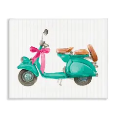 Stupell Industries Turquoise Scooter & Bow Canvas Wall Art Design by Lanie Loreth
