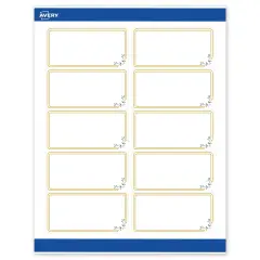 Avery Printable Rectangle Labels, Gold Double Border with Florals, 2" x 4", Matte White Rectangle Labels, Permanent, Laser/Inkjet, 100ct, Great for Product Labels