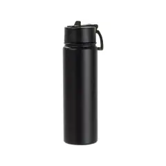 Craft Express 6 Pack 22oz Powder Coated Water Bottle Flasks &ndash; Laser-Ready Drinkware Black
