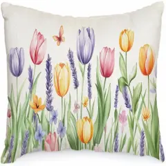 Spring Pillow Cover 12x20 Inch Tulip Butterfly Decoration Pillow Case Seasonal Decor for Home Sofa Couch AA700-12