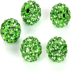 100pcs Grade A Suncatcher Crystal Rhinestone Pave Loose Beads 10mm Peridot Green Polymer Clay Disco Spacer Ball