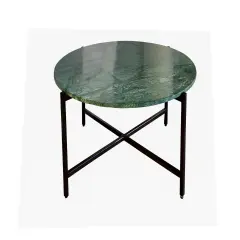 Green Marble Nesting Table with Grey Metal Frame (17" Height) | Elegant & Modern Side Table | Sturdy & Space-Saving Design | Perfect for Living Room, Bedroom, Office & Home D&eacute;cor