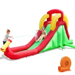 Inflatable Water Slide Bounce House with Climbing Wall and Jumper with 380W Blower