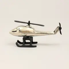 Aluminum Airplane Decorative Sculpture-Home Decor Statue-Accent Figurine Helicopter Silver