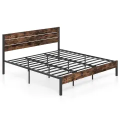 Platform Bed Frame with High Headboard and Mute Bar Perfect for Dorms or Kids