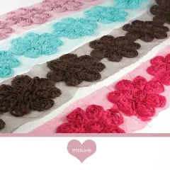 ROSE TRIM 7 CM MAUVE 5 YARDS