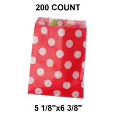 Large Dots Merchandise Bags 5 1/8" x 6 3/8" Compact Design Red