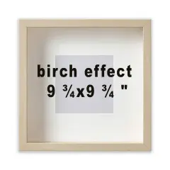 9.75x9.75 Birch Effect Deep Picture Frame with Acid-Free Mat &ndash; Front or Back Photo Display, Safe Plastic Front, Wall or Tabletop, Compatible with ALFTA Adhesive Hook