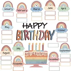 Boho Rainbow Happy Birthday Bulletin Board