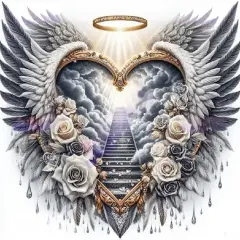 Heart Flower Wing Diamond Art 13.78x13.78 Inch