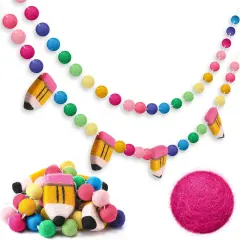 2 Pcs 13.2 ft Felt Pencil Banner for School Classroom(Rainbow)