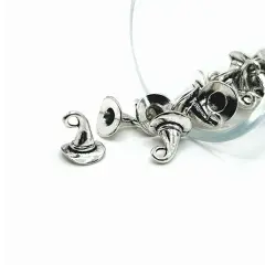 Silver Witch Hat 3D Charms, 11x11mm