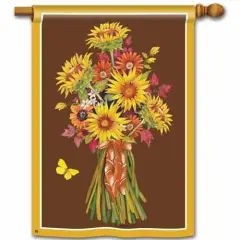 Sunflower Bouquet Flag 2 Sided Autumn Fall Banner