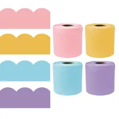 Carson Dellosa 260Ft Scalloped Pastel Bulletin Board Borders, 4 Rolls of Colorful Bulletin Board Border for Bulletin Board, Locker D&eacute;cor, Spring and Summer Bulletin Board Decorations, Classroom D&eacute;cor