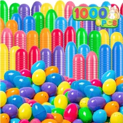 1000 PCS Plastic Easter Eggs Bulk, 2.4" Empty Easter Eggs Fillable for Easter Hunt, Candy Treats, Basket Stuffers Fillers, Theme Party Favor Decoration, Classroom Prize Supplies